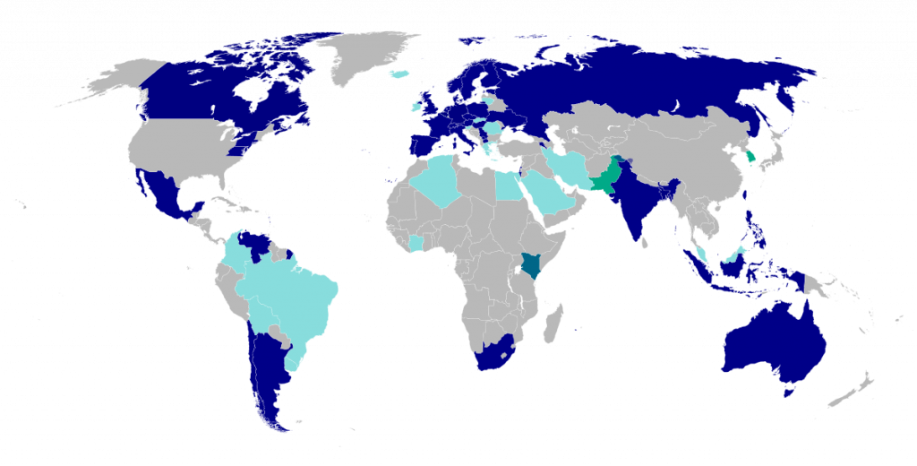 Carte des chapitres actuels